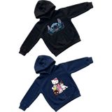 Machi Kız Çocuk Siyah Stitch Lacivert Hello Kitty Friends Baskılı Kapüşonlu Sweatshirt Hoodie - Siyah - Lacivert - 5 - 6 Yaş