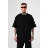 Machinist Basic Siyah Pamuklu Oversize Erkek T-shirt