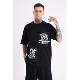 Machinist Dama Patch Siyah Oversize Erkek T-shirt
