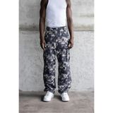 Machinist Erkek Baggy Desenli Kargo Jean Pantolon Siyah