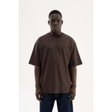 Machinist Erkek Basic Interlok Oversize Tişört Koyu Kahverengi - Dark - XL