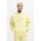 Machinist Erkek Basic Kapüşonlu Oversize Yıkamalı Açık Sarı Sweatshirt