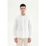 Machinist Erkek Basic Keten Gömlek Beyaz - White - XL
