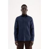Machinist Erkek Basic Keten Gömlek Lacivert - Navy Blue - XL