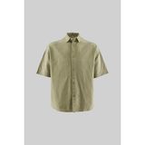 Machinist Erkek Basic Keten Oversize Gömlek Yeşil - Almond - XL