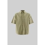 Machinist Erkek Basic Keten Oversize Gömlek Yeşil
