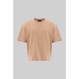Machinist Erkek Basic Pamuklu Crop Oversize Tişört Bej - 2XL