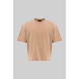 Machinist Erkek Basic Pamuklu Crop Oversize Tişört Bej