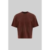 Machinist Erkek Basic Pamuklu Crop Oversize Tişört Çikolata - XS