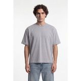 Machinist Erkek Basic Pamuklu Crop Oversize Tişört Gri Melanj - Gri - Melanj