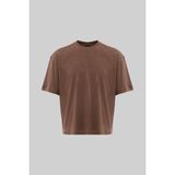 Machinist Erkek Basic Pamuklu Crop Oversize Tişört Kakao - XS