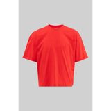 Machinist Erkek Basic Pamuklu Crop Oversize Tişört Nar