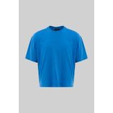 Machinist Erkek Basic Pamuklu Crop Oversize Tişört Saks Mavi