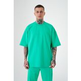 Machinist Erkek Basic Pamuklu Oversize Yeşil Tişört