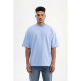 Machinist Erkek Basic Pamuklu Super Oversize Tişört Bebe Mavi