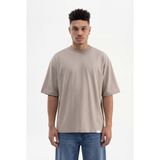 Machinist Erkek Basic Pamuklu Super Oversize Tişört Haki - 2XL