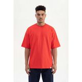 Machinist Erkek Basic Pamuklu Super Oversize Tişört Nar - 2XL