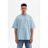 Machinist Erkek Basic Pamuklu Super Oversize Tişört Soluk Mavi