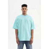Machinist Erkek Basic Pamuklu Super Oversize Tişört Su Yeşili - XL