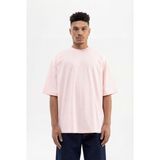 Machinist Erkek Basic Pamuklu Super Oversize Tişört Toz Pembe