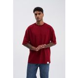 Machinist Erkek Basic Super Pamuklu Oversize Bordo Tişört
