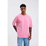 Machinist Erkek Basic Super Pamuklu Oversize Şeker Pembe Tişört