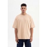 Machinist Erkek Basic Super Pamuklu Oversize Tişört Bej - XS