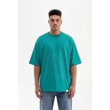 Machinist Erkek Basic Super Pamuklu Oversize Tişört Benetton Yeşili - XL