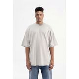 Machinist Erkek Basic Super Pamuklu Oversize Tişört Boyama Gri - XL