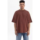 Machinist Erkek Basic Super Pamuklu Oversize Tişört Çikolata - XS