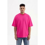 Machinist Erkek Basic Super Pamuklu Oversize Tişört Fuşya - XS
