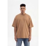 Machinist Erkek Basic Super Pamuklu Oversize Tişört Kapuçino - Çok Renkli - XS