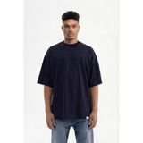 Machinist Erkek Basic Super Pamuklu Oversize Tişört Lacivert - 2XL