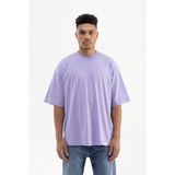 Machinist Erkek Basic Super Pamuklu Oversize Tişört Lila - 2XL