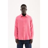 Machinist Erkek Basic Uzun Kollu Cotton Gömlek Pembe - Pink - XL