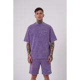 Machinist Erkek Basic Yıkamalı Relaxed Tişört Mor Efektli - New Purple Spotted