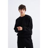 Machinist Erkek Bisiklet Yaka Basic Oversize Siyah Sweatshirt