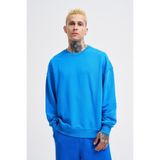 Machinist Erkek Bisiklet Yaka Basic Oversize Sweatshirt Saks Mavi