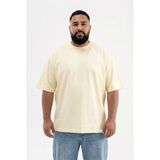 Machinist Erkek Büyük Beden Basic Tişört Açık Sarı - 3XL