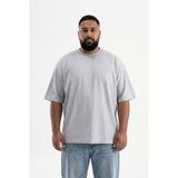 Machinist Erkek Büyük Beden Basic Tişört Gri Melanj - Gri - Melanj - 2XL