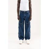 Machinist Erkek Cep Detaylı Baggy Jean Mavi Pantolon