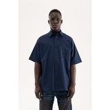 Machinist Erkek Çiçek Nakışlı Oversize Gömlek Lacivert - Navy Blue