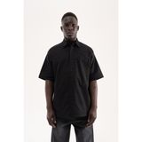 Machinist Erkek Çiçek Nakışlı Oversize Gömlek Siyah - Black