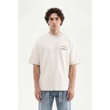 Machinist Erkek Çiçek Nakışlı Oversize Tişört Uzay Grisi - Space Grey