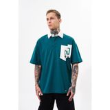 Machinist Erkek Constrast Pocket Oversize Polo Yaka Tişört Yağ Yeşili