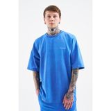 Machinist Erkek Degrade Yıkamalı Oversize Tişört Açık Mavi Efektli - Soft Blue Spotted - XL