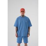 Machinist Erkek Degrade Yıkamalı Oversize Tişört Açık Mavi - Soft blue