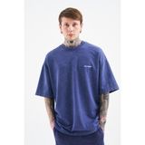 Machinist Erkek Degrade Yıkamalı Oversize Tişört Gece Mavisi - Midnight Blue Cloudy