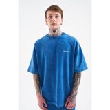 Machinist Erkek Degrade Yıkamalı Oversize Tişört Indigo Efektli - Indigo Spotted