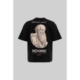 Machinist Erkek Diogenes Design Oversize Tişört Siyah - Dark Black